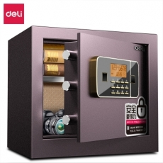 得力(deli)保险柜 高36CM电子密码保险保密箱 办公家用保管箱 全钢防盗 震动报警 至尊金贵33120